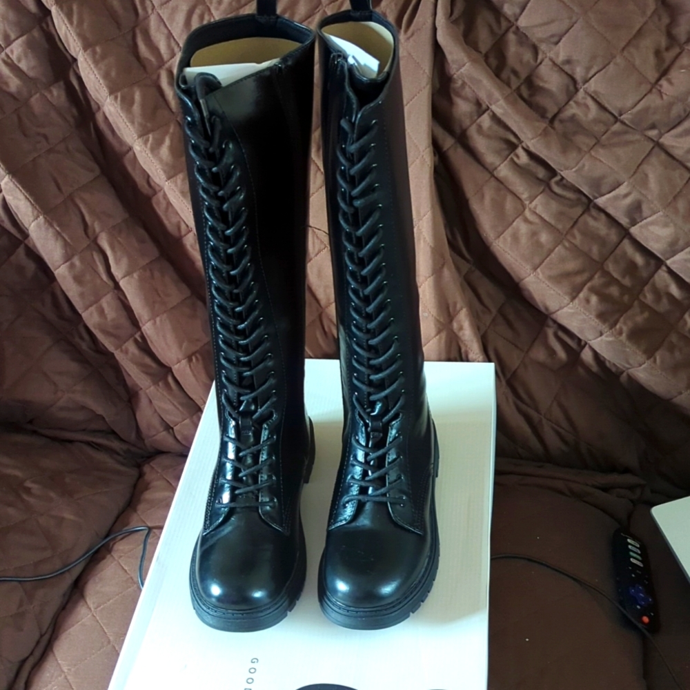 SO Black Lace Up Boots for Women